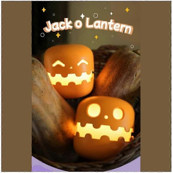 Halloween Gresskar Nattlamper med Smilefjes, Jack O Lantern Dekor - Bra
