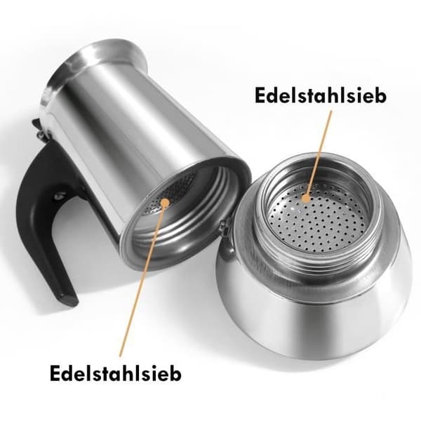 Italian Coffee Maker - 2 Cups - 100ml - Moka Pot Stainless Steel Moka Maker, Espresso Maker, Silver