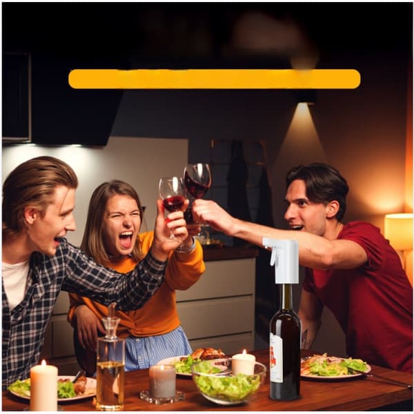 Smart sensor-driven wine dispenser USB rechargeable with touch control and adjustable four-level dosing for spirits, home bar and party White