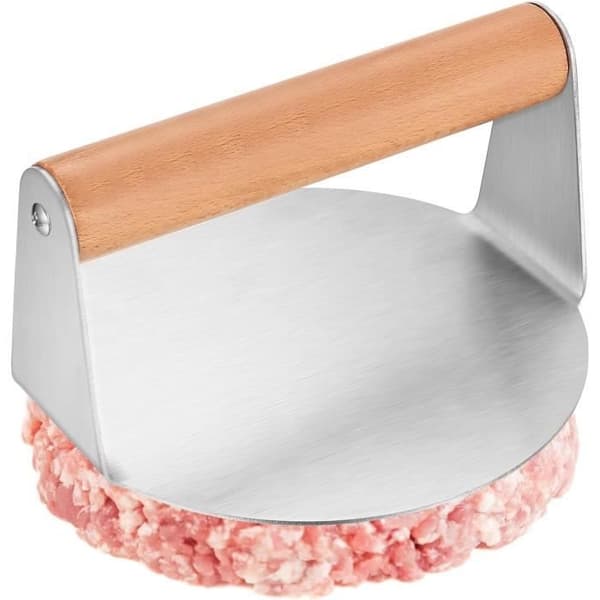 Rund hamburgerpress, hamburgerpress i rostfritt stål, hamburgerpress, non-stick-biffpress för hamburgare och biffar