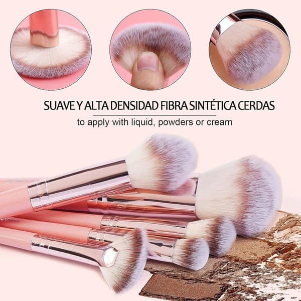 42-delt makeup børstesæt med makeup svamp og pudderkvast, egnet til begyndere