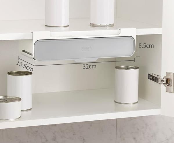 Krydderiflaske Organizer Hængende Skuffehylde Uden Boring-32*13.5*6.5cm, Grå, 1 stk