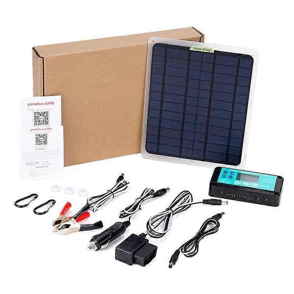 20W solpanel 12V 10A batterikontroller biloplader