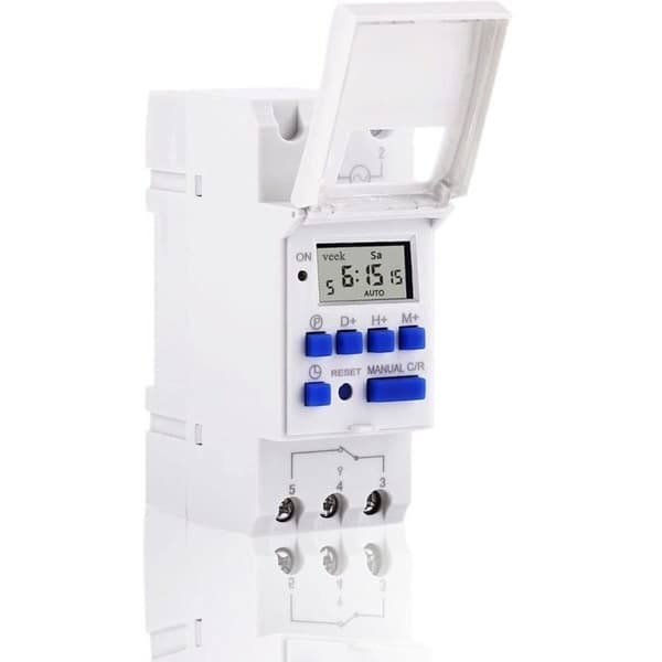 Programmerbar digital tidtaker. LCD-skjerm ukentlig tidtakerbryter med programmerbar tidtaker for DIN-skinnemontering (220V)