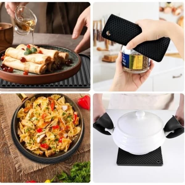 Silicone Coasters, 6 Pcs Round and Square Silicone Coasters, Plant Pot Coasters