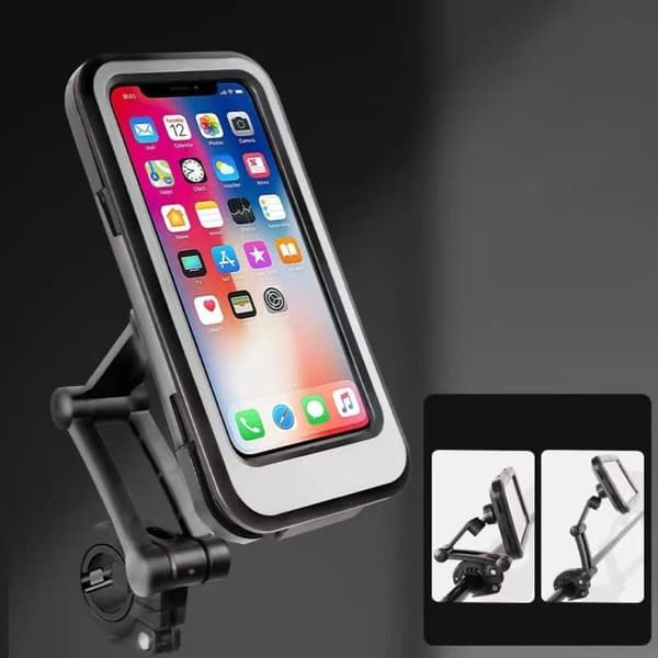 Waterproof Handlebar Phone Mount with 360° Rotation, Touchscreen Access, and Lockable Clamp for Motorcycle, E-bike, and Bicycle, Compatible with 7 inch