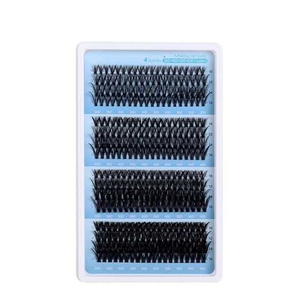 16 Rows Individual Cluster False Eyelashes Set - 30P+40P+50P+60P Mixed Length, Volume Eyelash Extensions