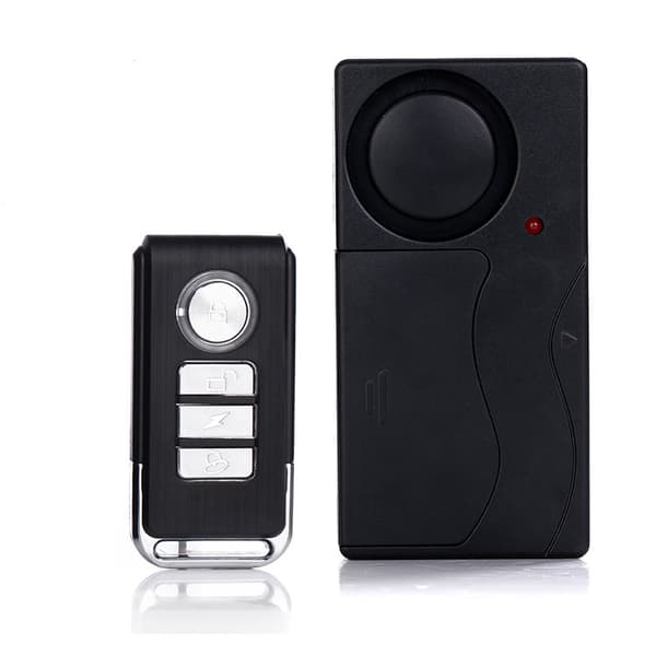 Wireless Vibration Alarm with Remote Control 110 dB Black