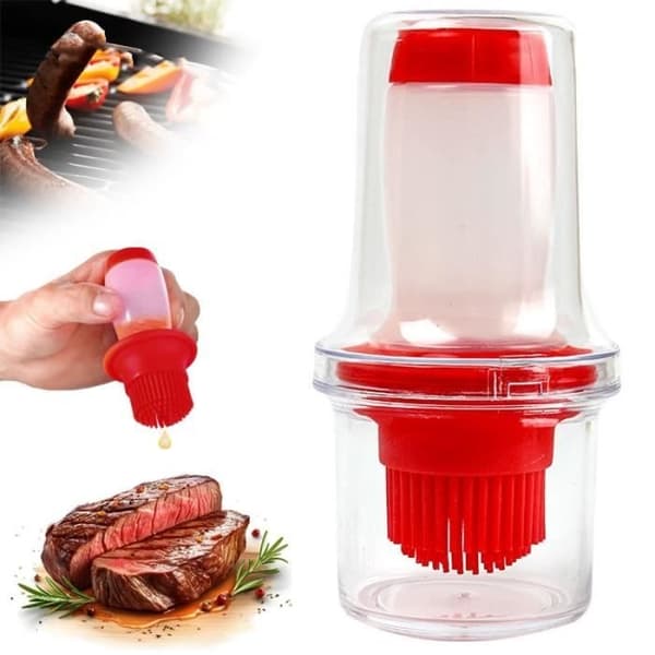 (Red) Kitchen Brush - Unspecified - 2 in 1 - Food-safe Silicone - Red - 5.5x5.5x12.5cm