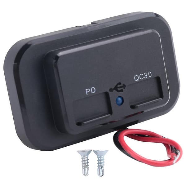 USB+PD Billaderuttak 12V/24V USB Ladesplitter Strømadapter