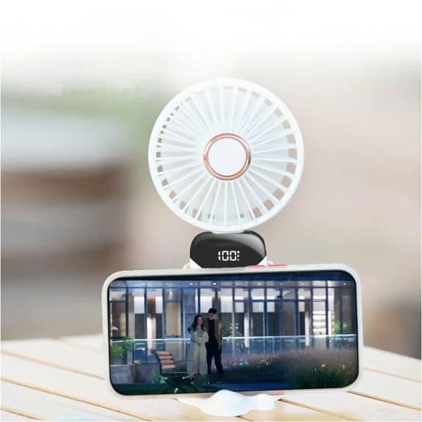 Bærbar ventilator - Bærbar model - LED-display - 5 hastigheder - 4000mAh batteri
