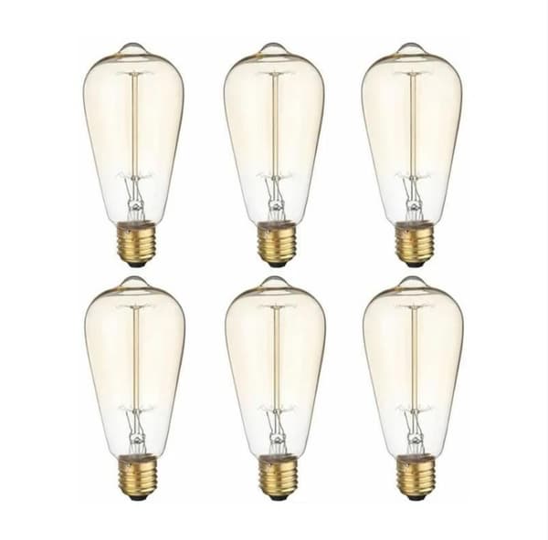 Edison Pære Erstatningsarmatur - E27, 40W, 220V, 6 stk.