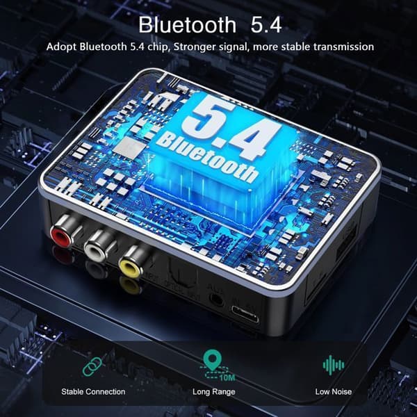 Bluetooth lydadapter - 2-i-1 (sender/mottaker) - Bluetooth 5.4 - 10m rekkevidde - 200mAh batteri