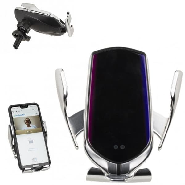 Mobilholder med Trådløs QI-lader - Holder til Bil med USB