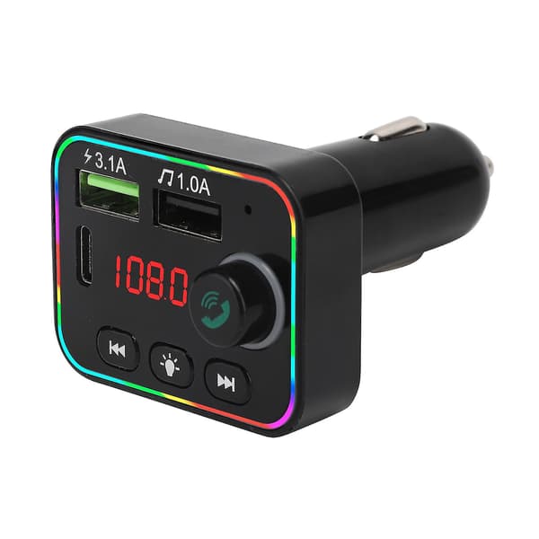 F4 Bluetooth FM-sender Multifunksjonell Bil MP3-spiller Billader med Fargerikt LED-lys