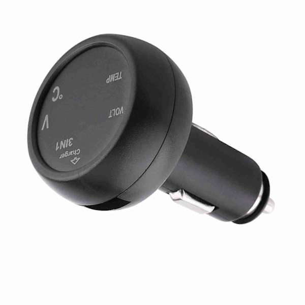Dual LED Digital Display Voltmeter Termometer Cigarettænder USB Biloplader (Blå, Rød)