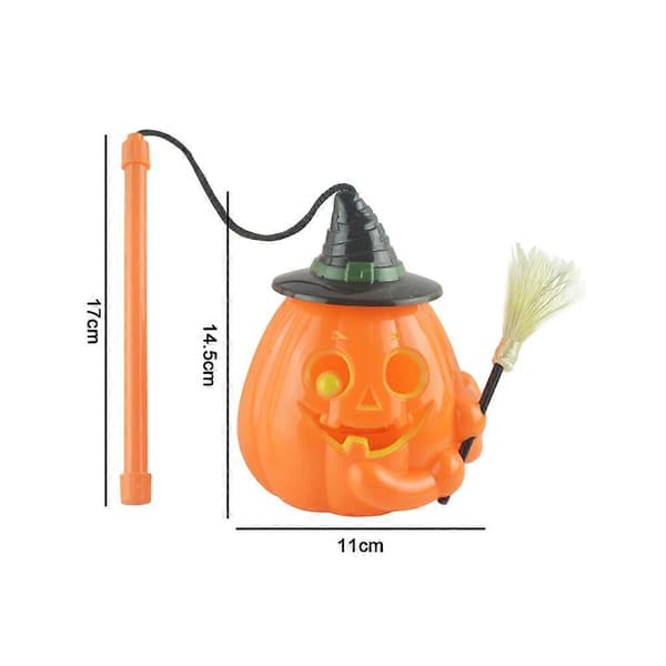 Halloween Fest Græskarlegetøj med Horrorlyd Jack-o'-Lantern Græskar Heksehåndkost