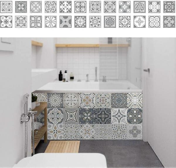 24 st/set Mosaic Tile Stickers PVC Self-Adhesive for Kitchen Bathroom Home Decor 20x20cm