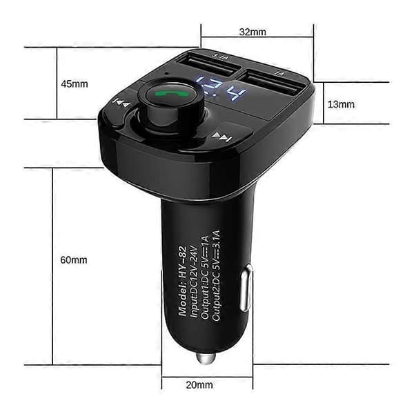 HY82 Bil MP3 Bluetooth Mottaker Dobbel USB Billader, Spesifikasjon: Hurtigladeversjon HY82 Hurtigladeversjon