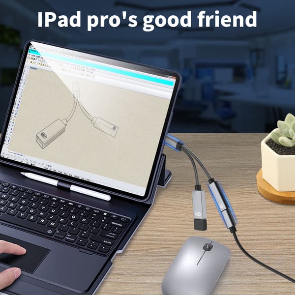 USB-C hann til USB-hunn + USB-C PD ladekontakt og OTG-adapter USB 2.0