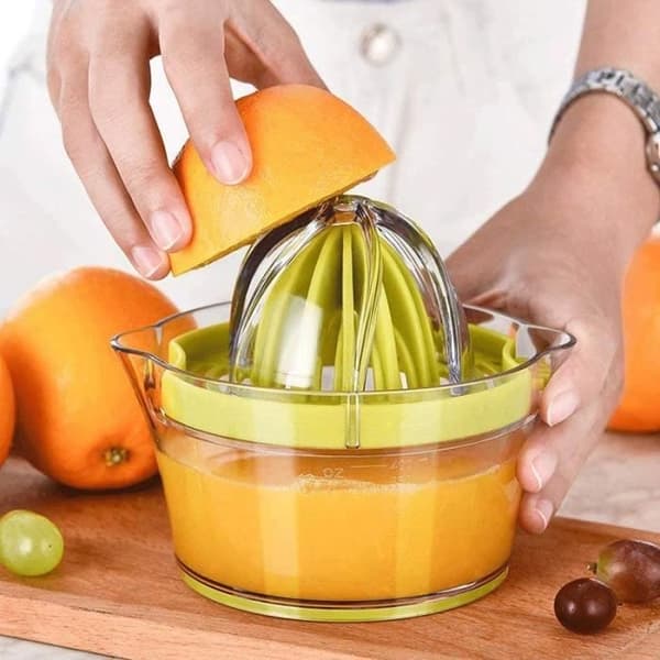 Citruspress, manuel citronpress med integreret rivejern, multifunktionel citruspress til frugt, gulerødder,