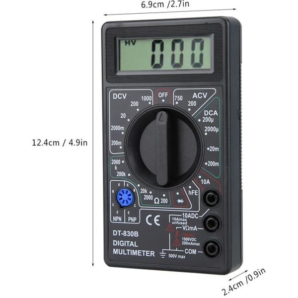 Digitalt multimeter. DT-830B multifunksjonelt bærbart LCD digitalt multimeter. Amperemeter, voltmeter, ohmmeter tester, voltmeter, ohmmeter