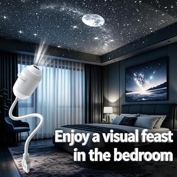 HD Smart Dynamic 5D Holographic Night Light Projector, Plug and Play HD Star Projector with 3/6/12/24 Projection Films With 3 films