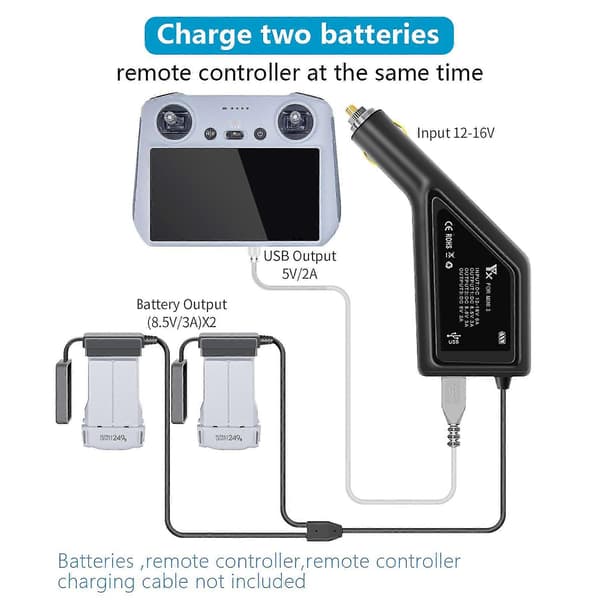 Drone 3-i-1 Batterioplader Til Dji Mini 3 Pro Hurtig Opladning Usb Dobbelt Biloplader Adapter Til Dji Rc Controller Tilbehør
