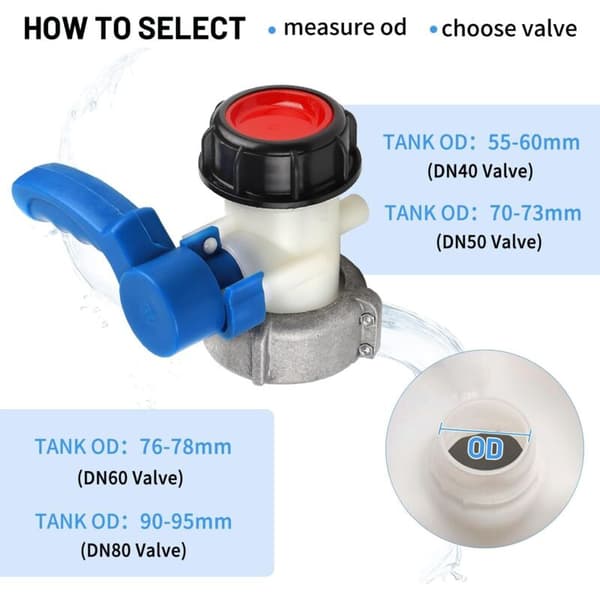 1000L Tankhaneadapter DN50 (75mm) IBC Tankfitting Afløbsventil IBC Tankadapter IBC Tankforbindelse Sommerfugl