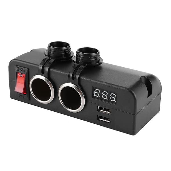 3-i-1 Multifunksjonell USB Billader med Voltmeter og Strømadapter for Sigarettenneruttak