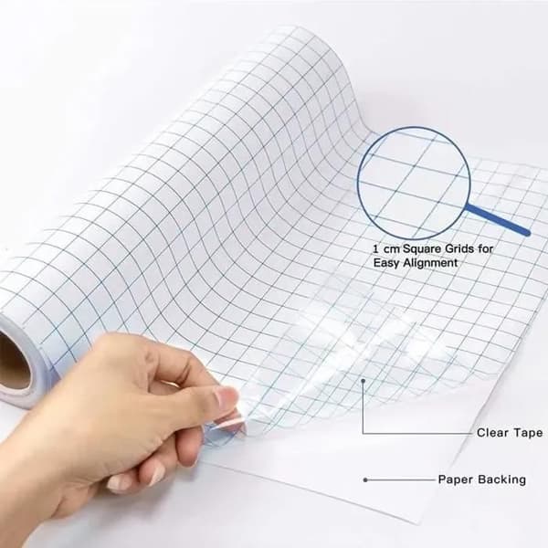 Vinyloverførselsfilm til plotter - 30x500cm - Gitterlinjer - PVC