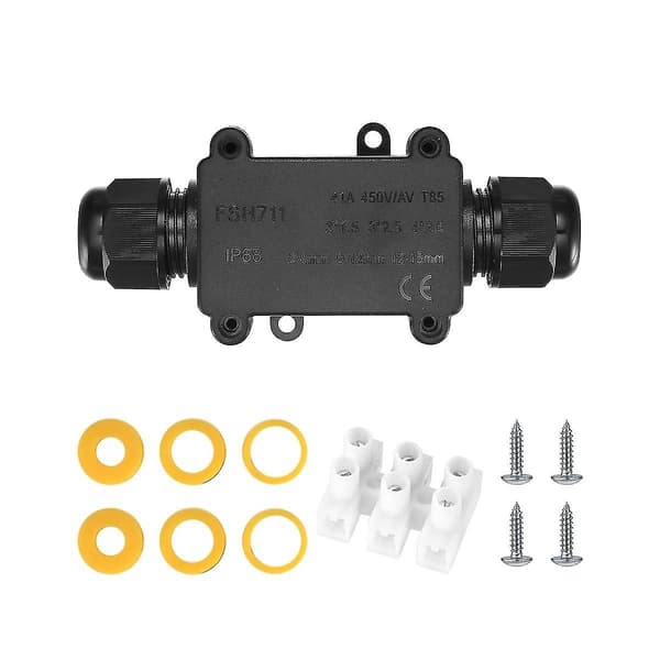 Ip68 Waterproof Junction Box, 3-Way Outdoor Electrical Connections, Cable Pa9, External Sleeve Protection