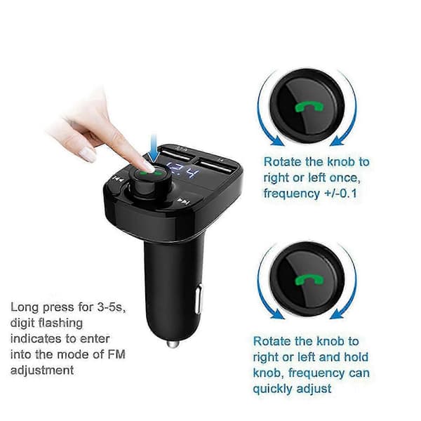 Handsfree Samtale Billader, Trådløs Bluetooth FM-sender Radiomottaker (svart, 1 stk)