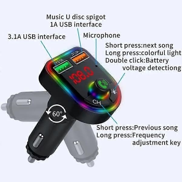 MP3-lydenhet med fargerike omgivelseslys billader P6