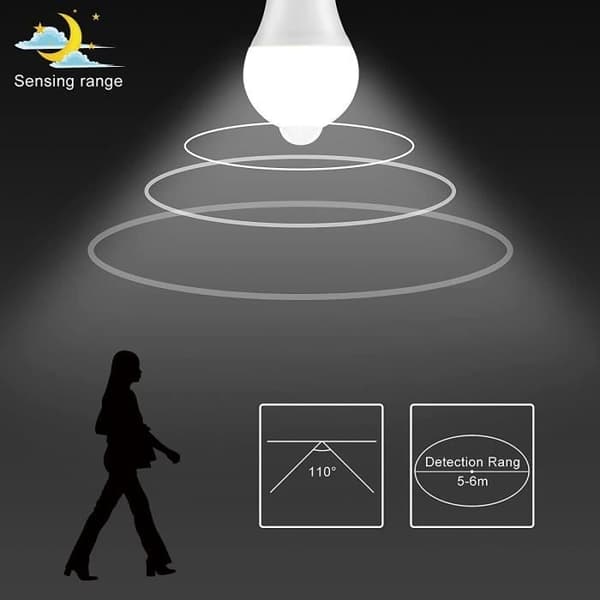 (Kold hvid) B22 LED-pære - 2-pak - Bevægelsessensor - 12W - 1020 lm - Kold hvid 6000K