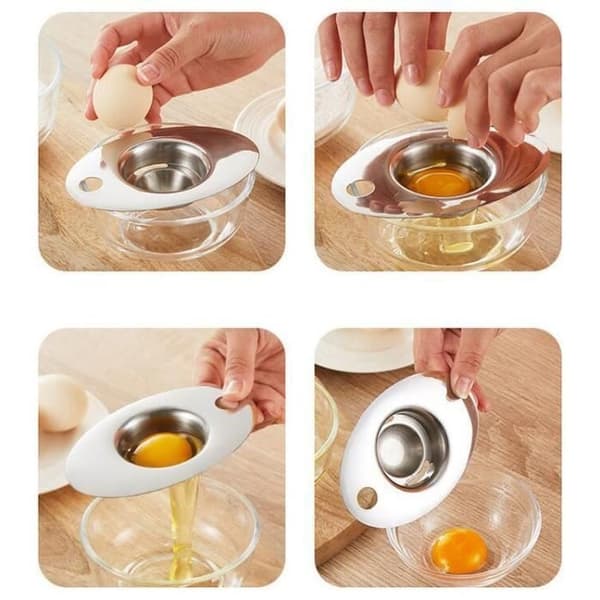 (Sølv) Eggeutskiller - Kjøkken - Rustfritt stål - 14 cm - Praktisk - Perfekt for baking