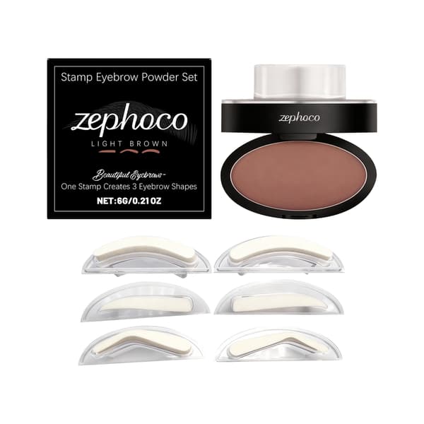 6g/box Stamp Waterproof Eyebrow Powder Set (Light Brown) - Long-lasting, natural, three-dimensional, easy to use, convenient for everyday makeup.
