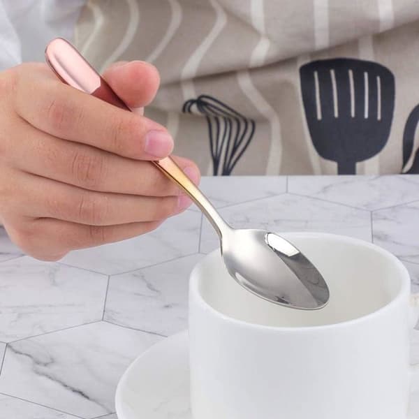 Sæt med 6 små skeer i rustfrit stål – Multifunktionelle kaffe- og dessertskeer til hjemmet, caféer og