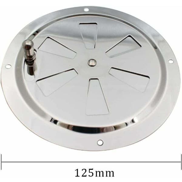 Rund ventilationsrist. Justerbar luftventil. Luftindtag og -udtag i rustfrit stål. 125 mm