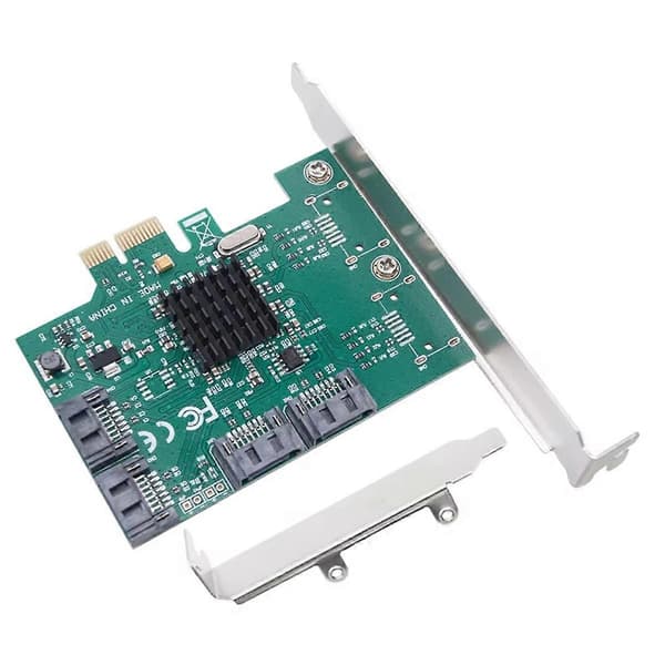 SATA PCIE Expansionskort Adapter PCI Express X1 till 4 Port SATA3.0 Controller 88SE9215 Chip PCI E PCI