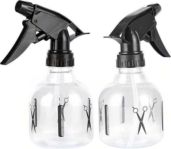Sett med 2 tomme plastsprayflasker for hår, påfyllbare, med avtrekker, for hårstyling, reise, planter, 250 ml