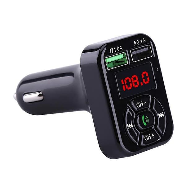 Bluetooth Biloplader 3.1A Hurtig Opladning Kort FM Bil Bluetooth MP3 Transmitter Sort