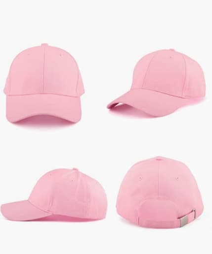 Ensfarget baseballcaps i bomull, justerbar, rosa