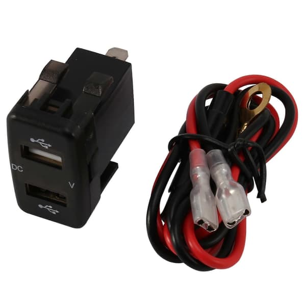 Billaderkontakt Dobbel USB-port Lade Volt Display Adapter Passer for Blå