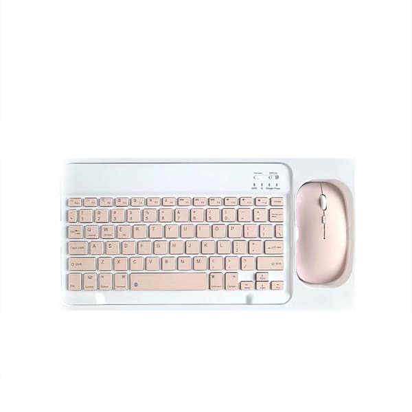 Bluetooth Keyboard and Mouse Combo - 10-inch Rechargeable Wireless Keyboard and Mouse Set with Case (Pink)