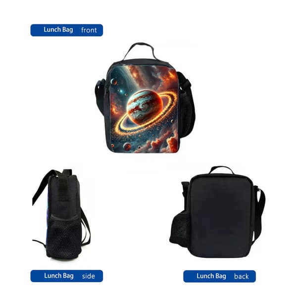 Backpack - Space Planet 3-in-1 School Bag With Lunch Bag And Pencil Case (6)