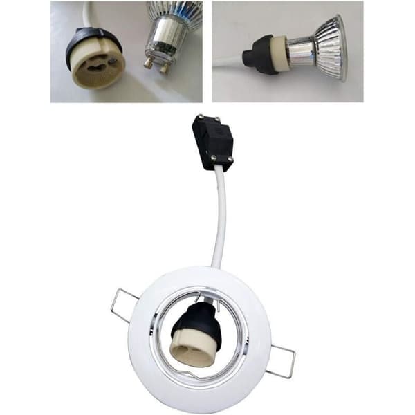 GU10 Lampeholder. Pærestikforbindelse. Adapter til LED og Halogen. Keramisk Base og Klemrække - AIMOONSA