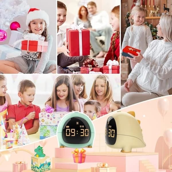 Children's Alarm Clock with LED Light, USB Charging, Multifunctional Adjustable Night Light with Countdown Timer for Girls and Boys (Yellow)