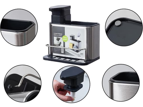 Soap pump for sink - Container with sponge compartment