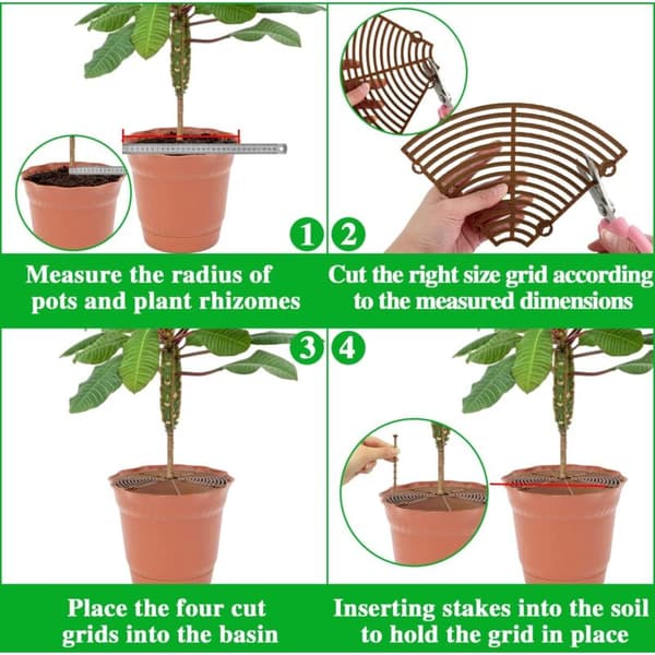 Sæt med 4 30 cm urtepotter med central udskæring til planter (sort)